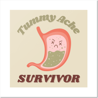 Tummy Ache Survivor Cute Kawaii Design Posters and Art